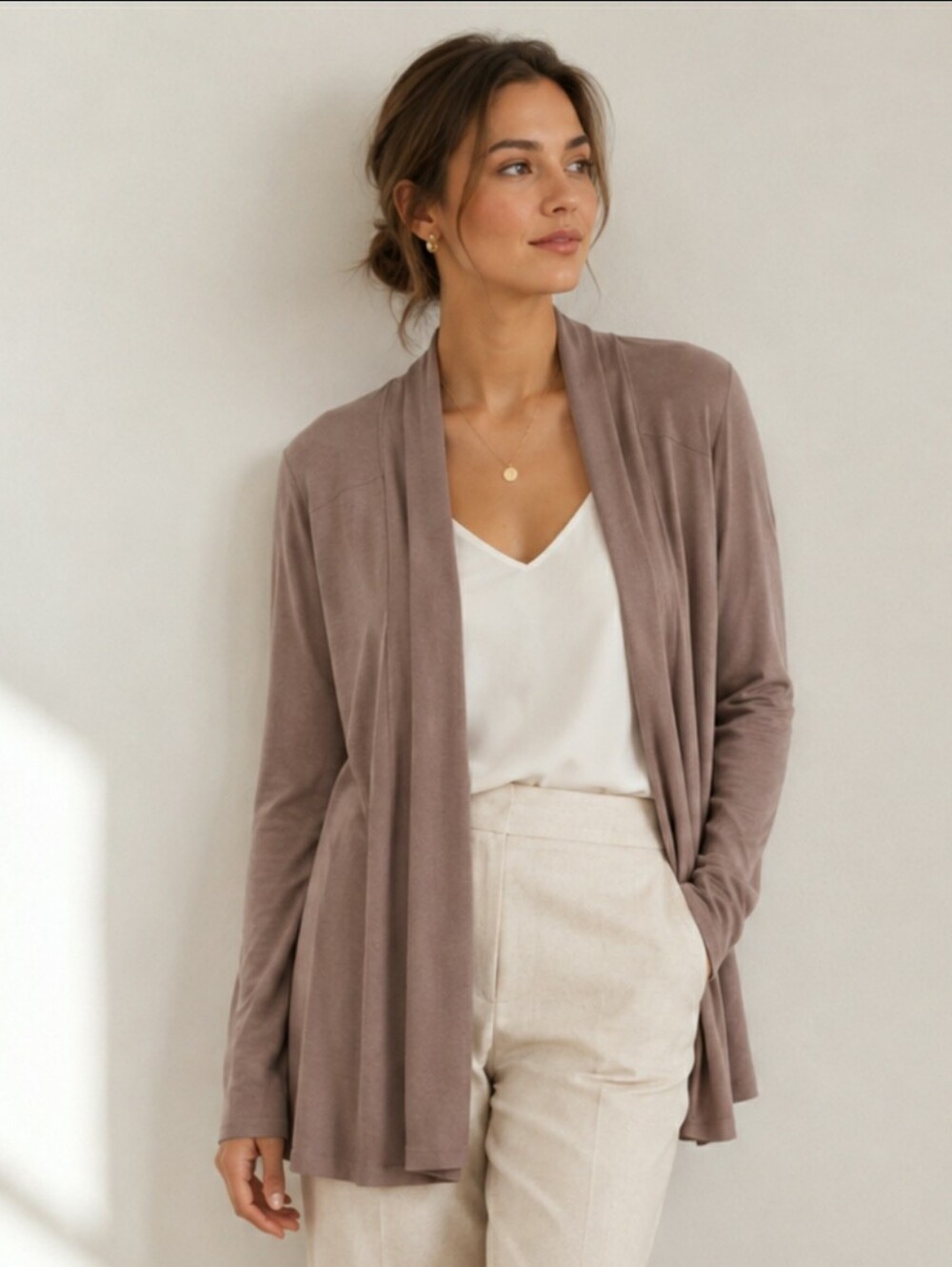 Lagenlook Kimono Open Front Cardigan Sweater Knit Modal Soft Stretch Capsule